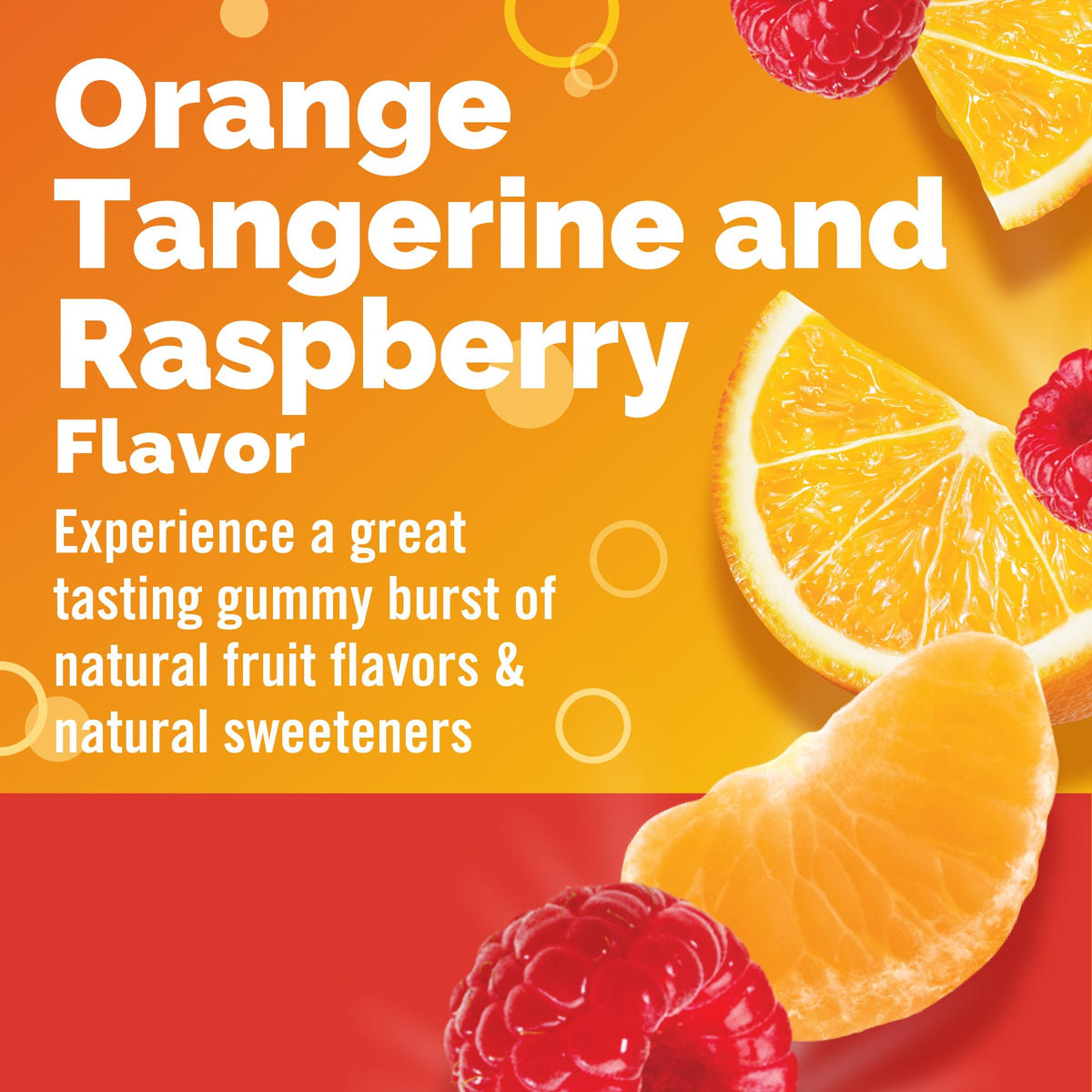 Orange Tangerine and Raspberry flavored immune support gummies
