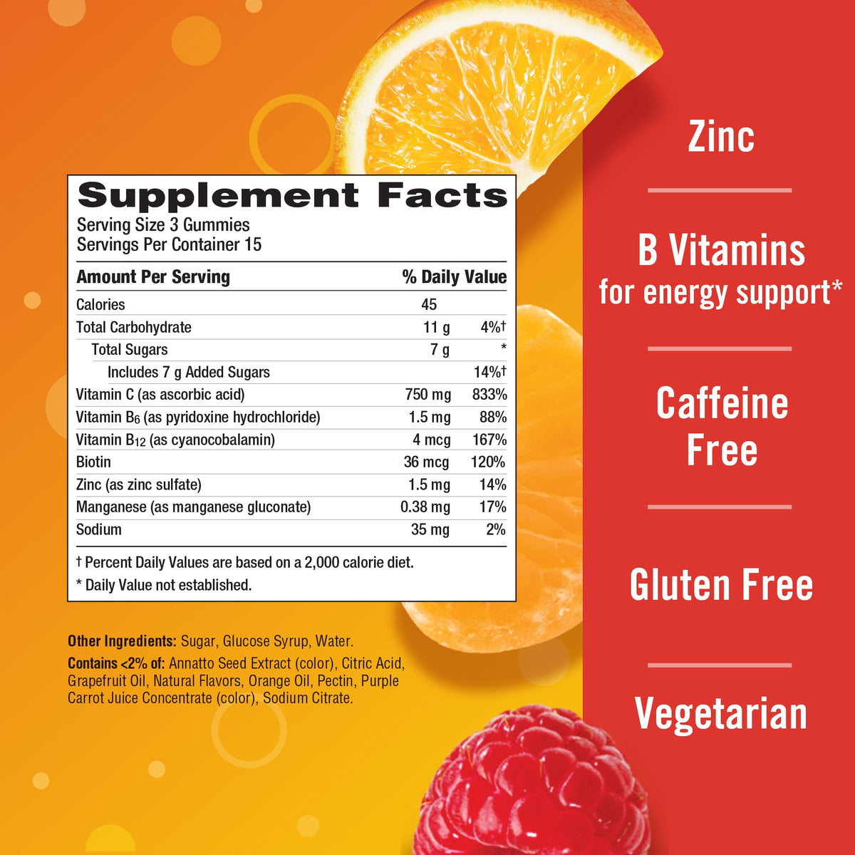 Emergen-C immune support gummies orange tangerine raspberry