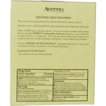 Back label of Aveeno Active Naturals bath treatment showing drug facts and skin protectant directions.