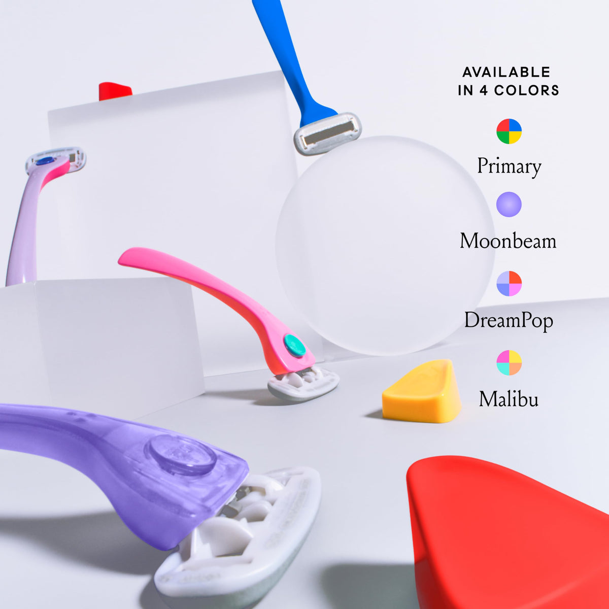 Side profile of the Billie razor showing the curve hugging flexible pivoting head mechanism for body contouring