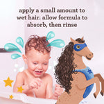 Twelve fluid ounce bottle of USA sourced Aveeno baby curly hair solution for frizz control