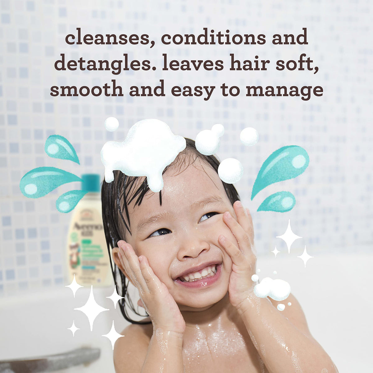 Aveeno Kids 2-in-1 shampoo and conditioner packaging back label