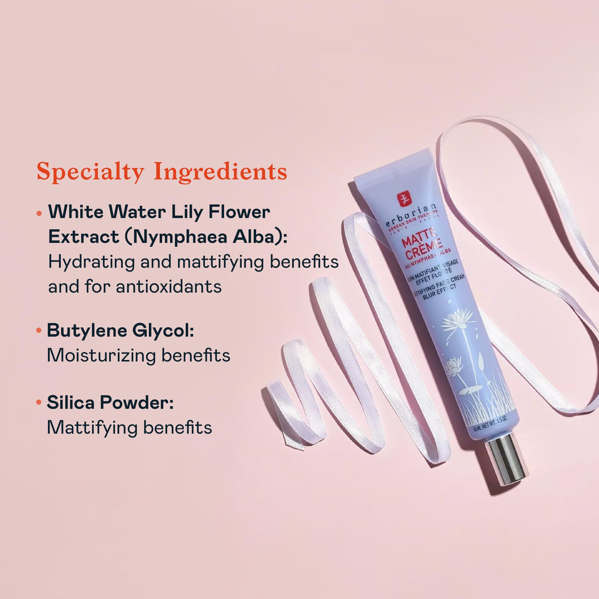 Erborian Mattifying and Blurring Primer back panel with product information.