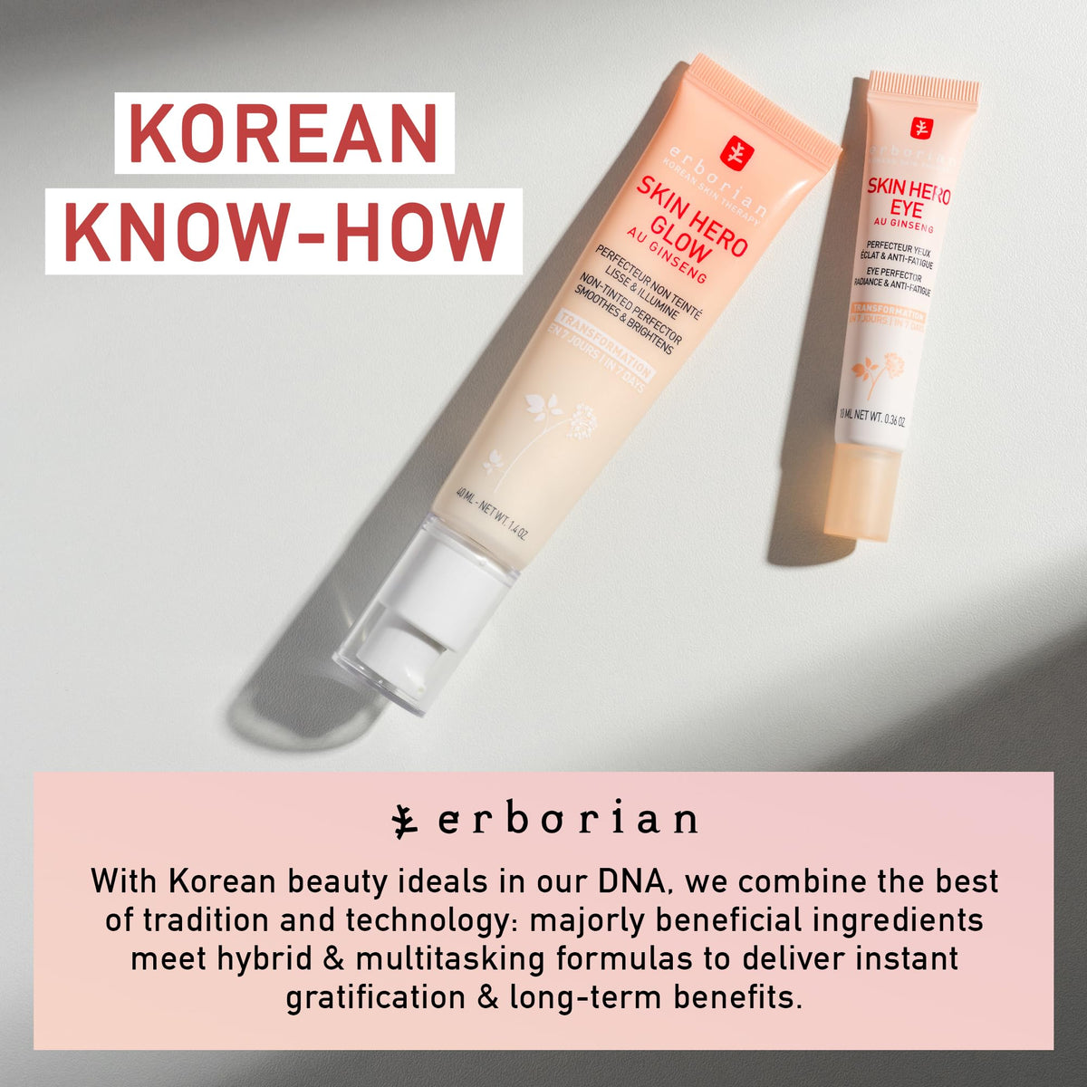 Erborian Skin Hero White Ginseng eye care tube resting next to its authentic protective outer box