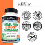 USA imported BioSchwartz immune defense capsules showcasing the blend of elderberry ginger and bee propolis