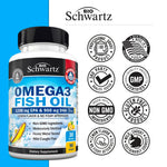 Three ultra pure amber omega 3 capsules showing daily serving size
