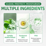 Hydrating facial treatment pads packaging showcasing key soothing ingredients