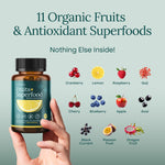 Etta Vita Fruits plus Superfood and Veggies plus Superfood capsules packaging showing certified organic ingredients