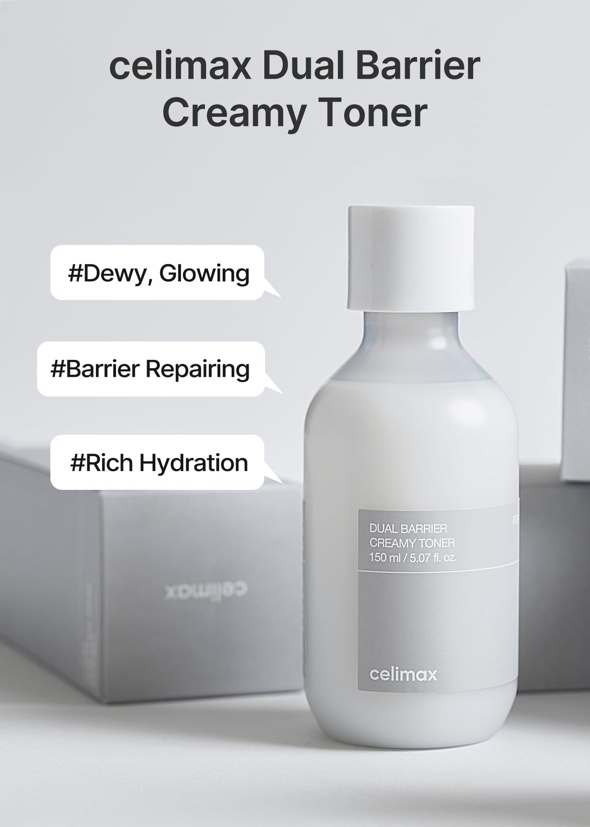 Celimax milky facial toner with ceramides and peptides for deep skin hydration