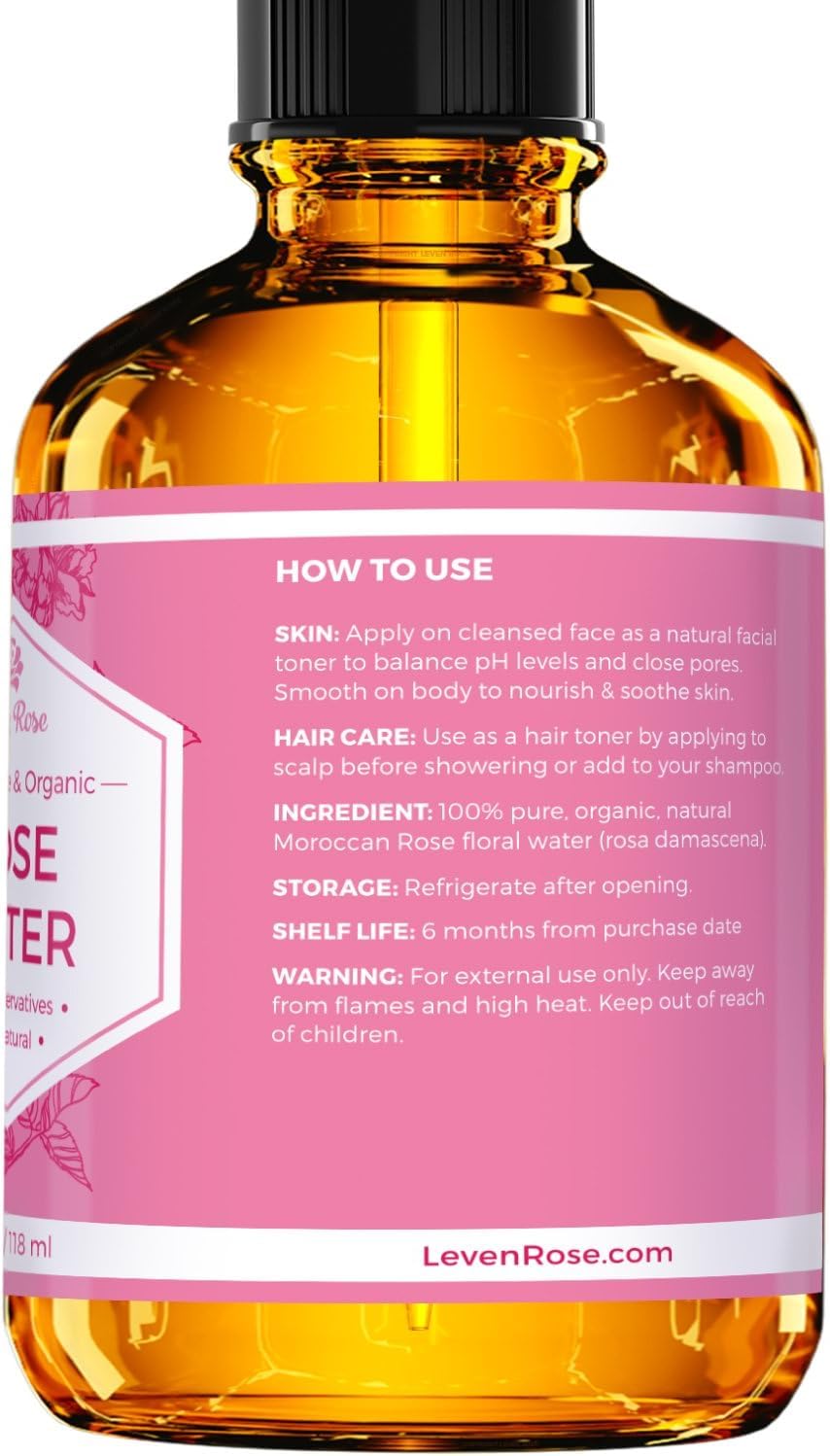 Leven Rose Moroccan rose water spray for hair care use