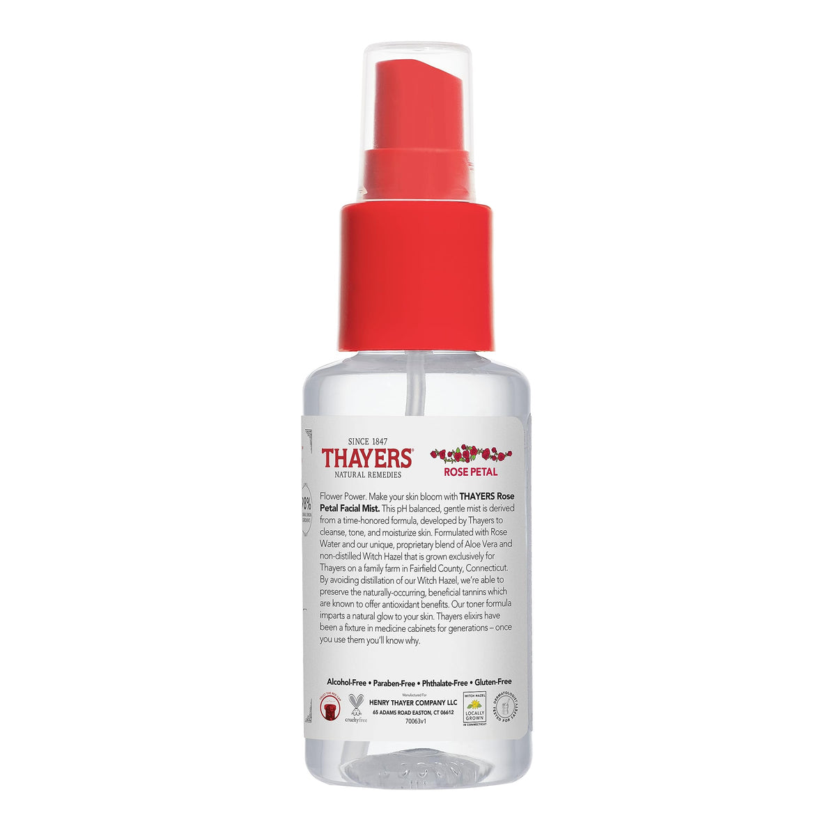 Travel-friendly Thayers toner mist size in hand for scale