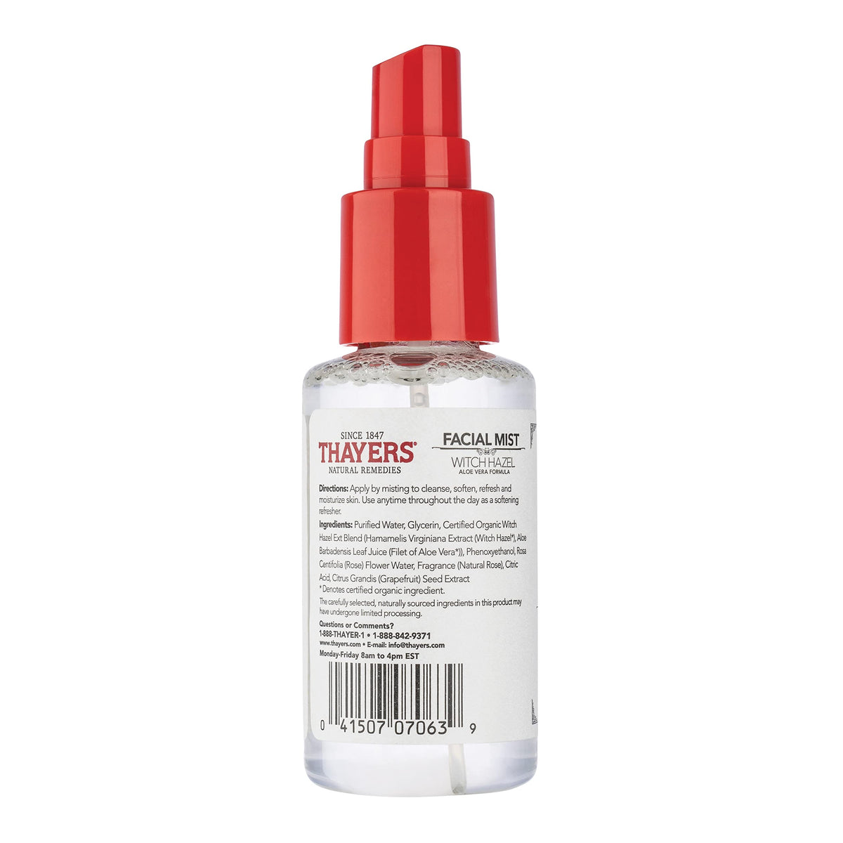 Thayers rose petal facial mist label detail and brand logo