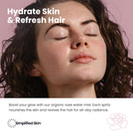 Simplified Skin organic rose water spray nozzle and amber glass packaging