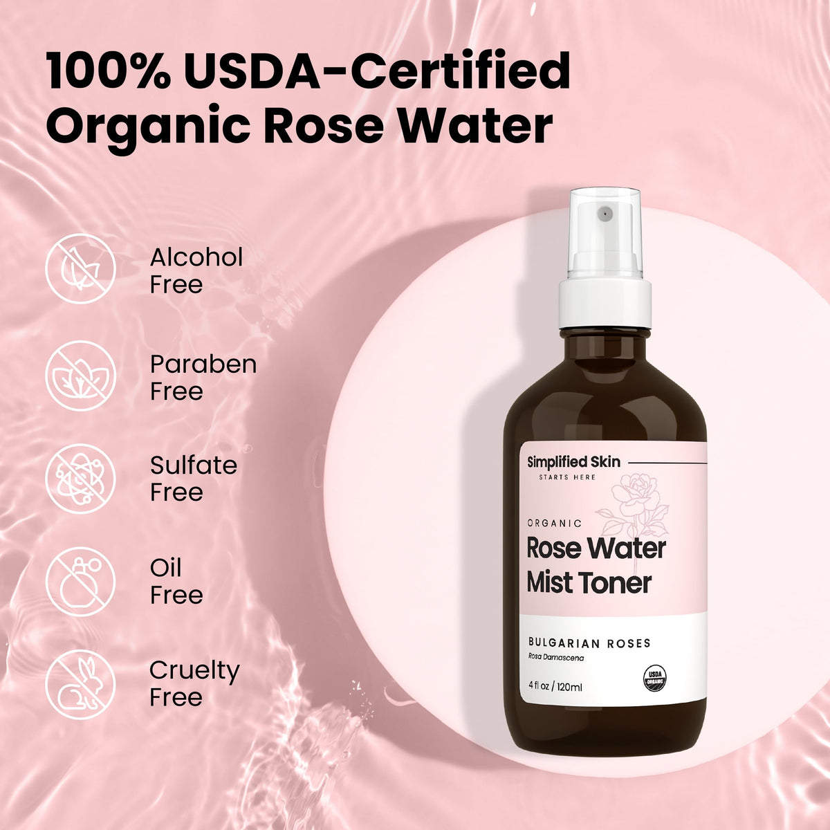 Simplified Skin rose water for hair and locs hydration