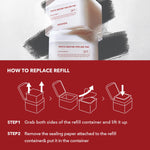 Close up of the low-molecular collagen and ceramide formula packaging