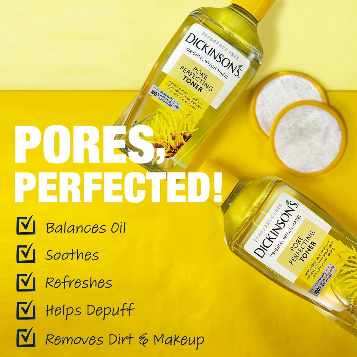 Dickinson's Original Witch Hazel Pore Perfecting Toner texture and liquid pour