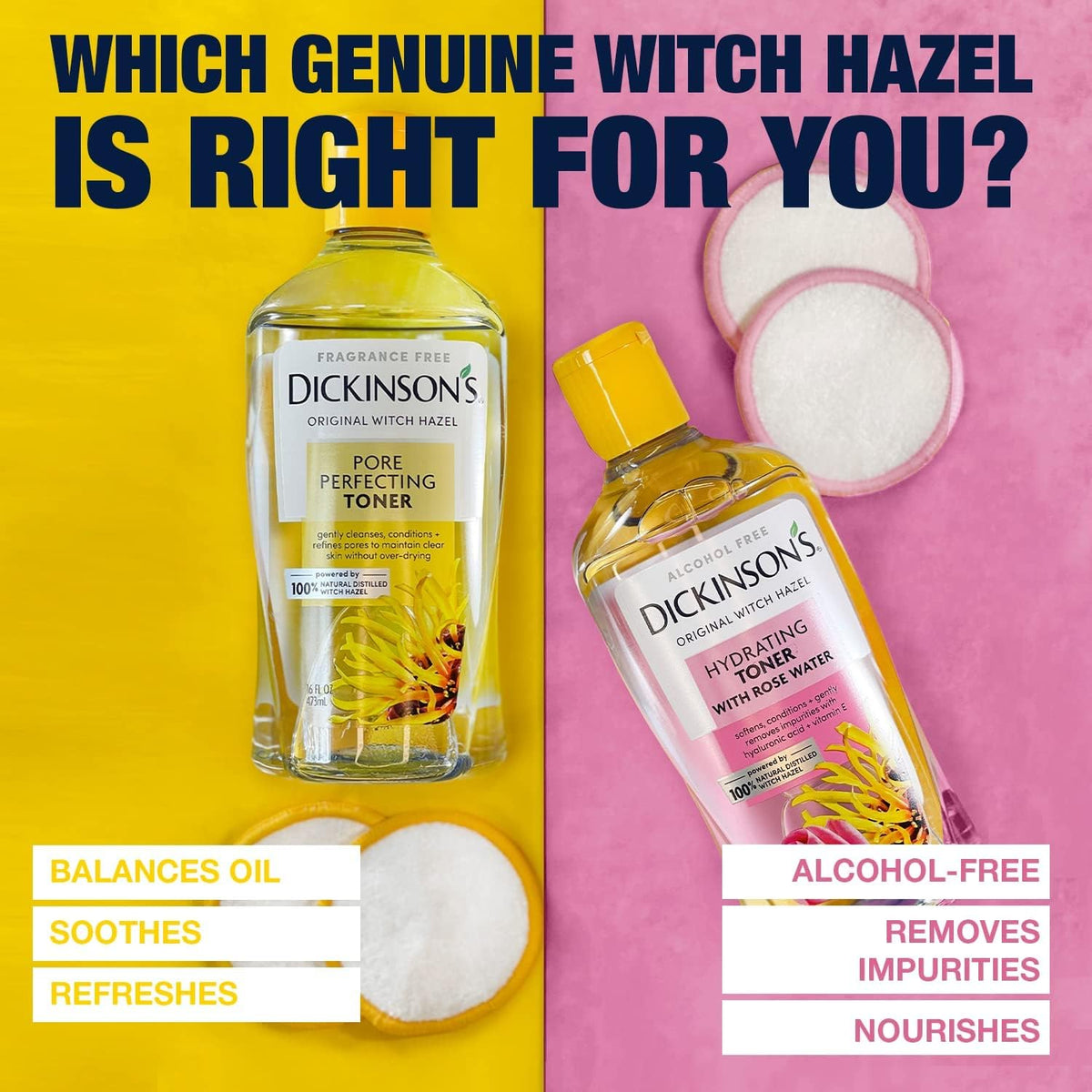 Dickinson's Original Witch Hazel Pore Perfecting Toner cotton pad application
