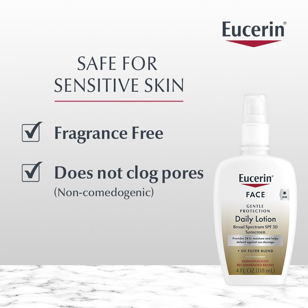Texture demonstration of Eucerin SPF 30 moisturizing face lotion