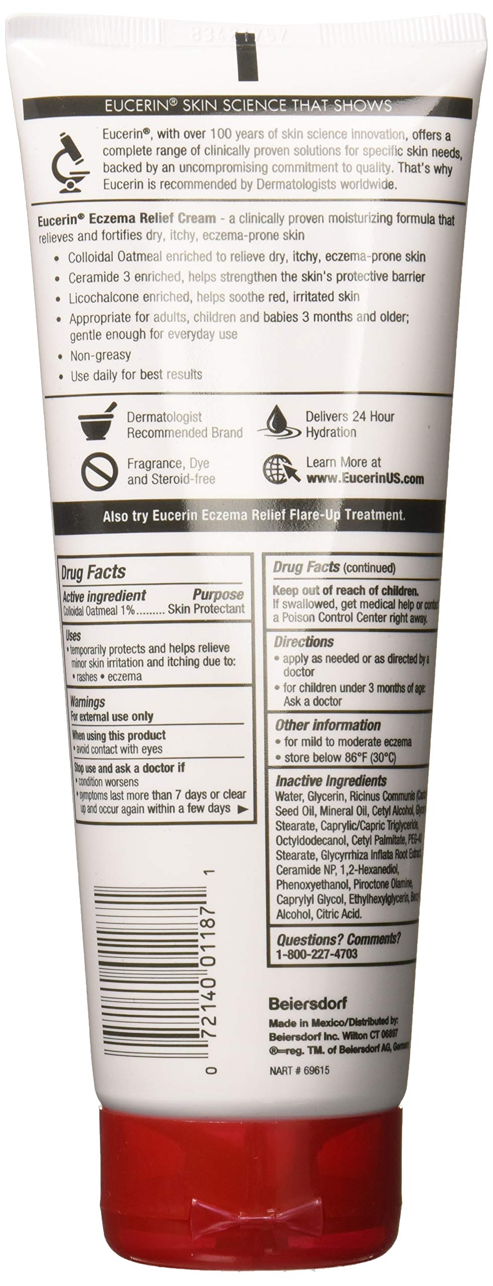 Two tubes of Eucerin Eczema Relief Body Cream 8 ounce size