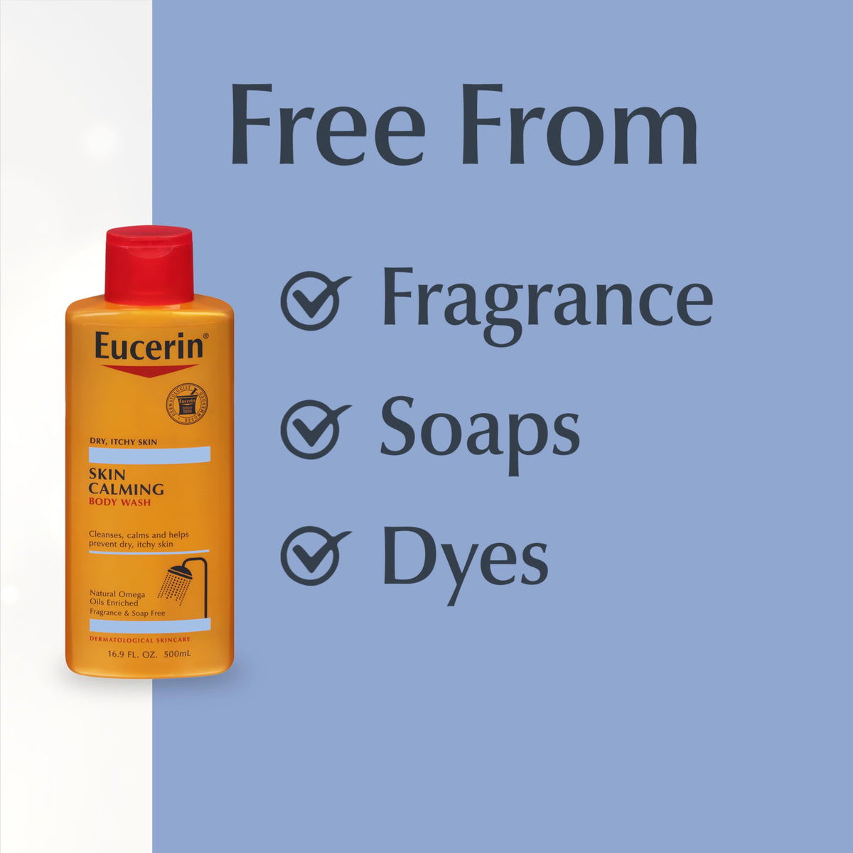Eucerin body wash 16.9 Ounce bottle side profile
