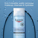 Eucerin micellar water bottle showing Hyaluronic Acid benefits