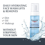 Eucerin foaming facial cleanser showing hyaluronic acid benefits