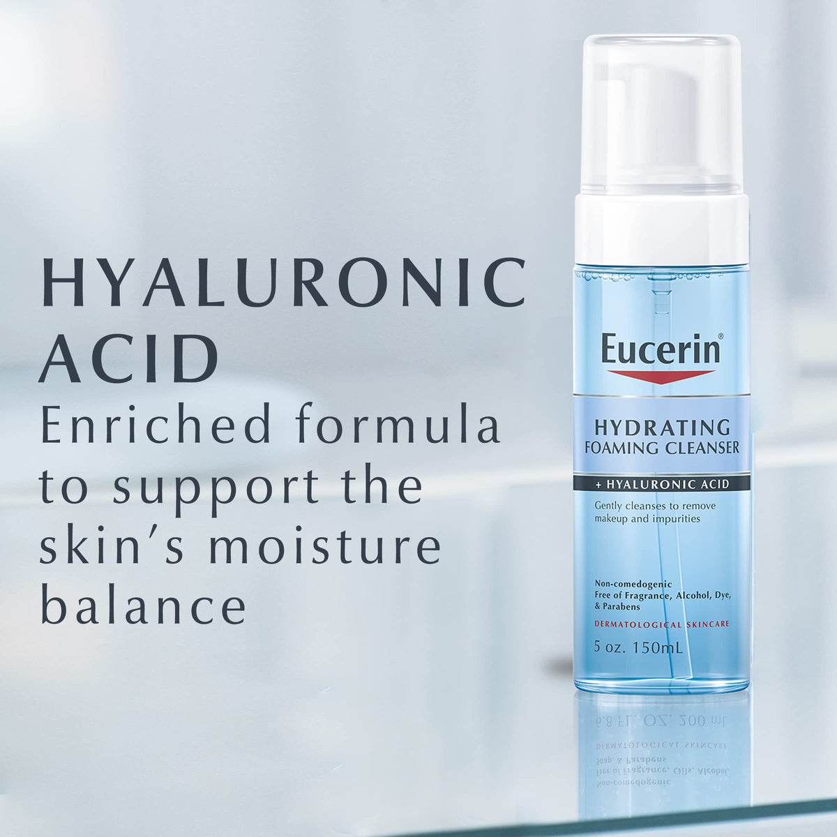 Eucerin hydrating face wash texture and pump dispenser