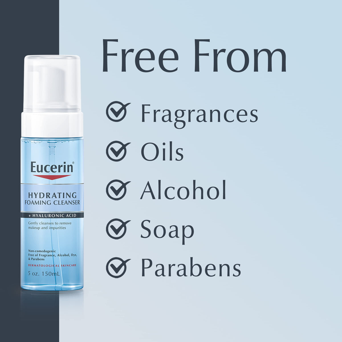 Close up of Eucerin cleanser label details