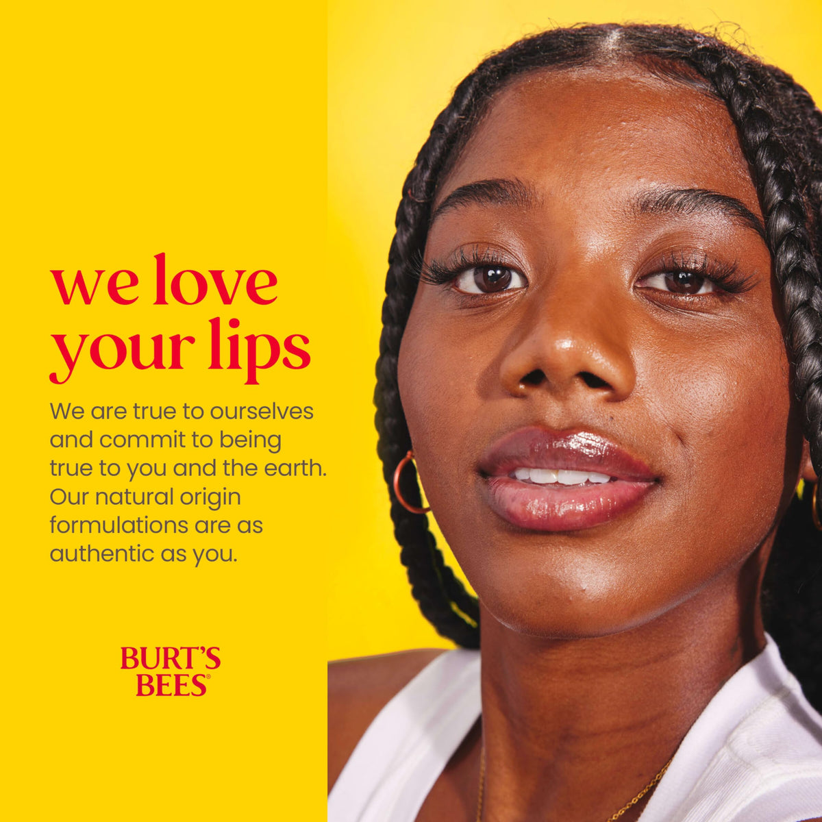 Burt's Bees vanilla flavored moisturizing treatment tube showing clear matte texture