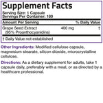 Close up of Bronson Grape Seed Extract 400mg product label