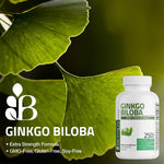 Back label of Bronson Ginkgo Biloba showing supplement facts and laboratory tested quality assurance