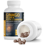 Back label of Bronson Ginkgo and Brahmi complex clarifying dosage instructions and safety warnings.