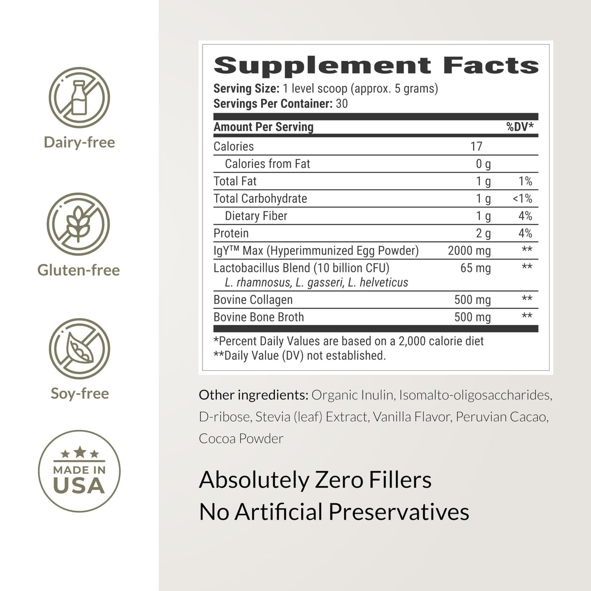 BIOptimizers synbiotic formula with IgY Max for intestinal barrier health
