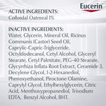 Close up of Eucerin eczema cream 1 percent colloidal oatmeal label