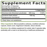 60 vegetarian capsules Bronson Cinnamon Plus Chromium dietary supplement