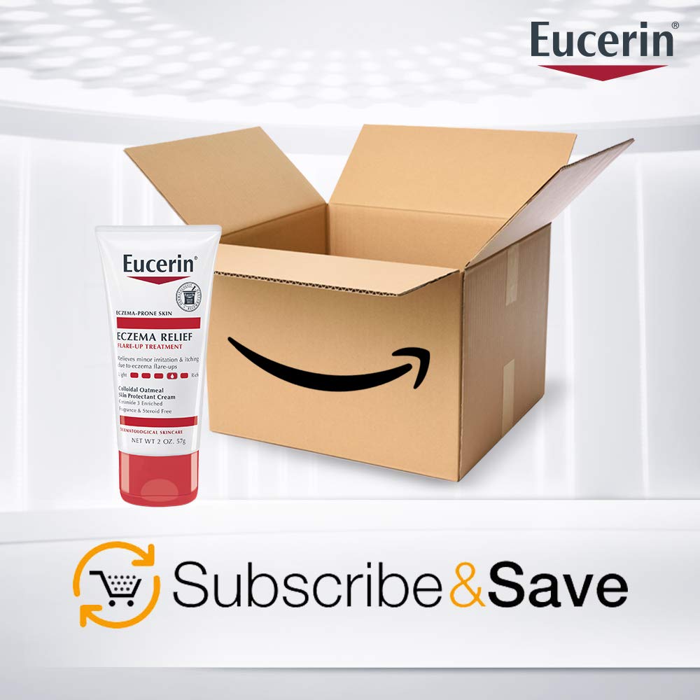 Two tubes of Eucerin Eczema Relief treatment for skin care routine