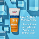 Eucerin Sun Advanced Hydration Sunscreen tube packaging back label