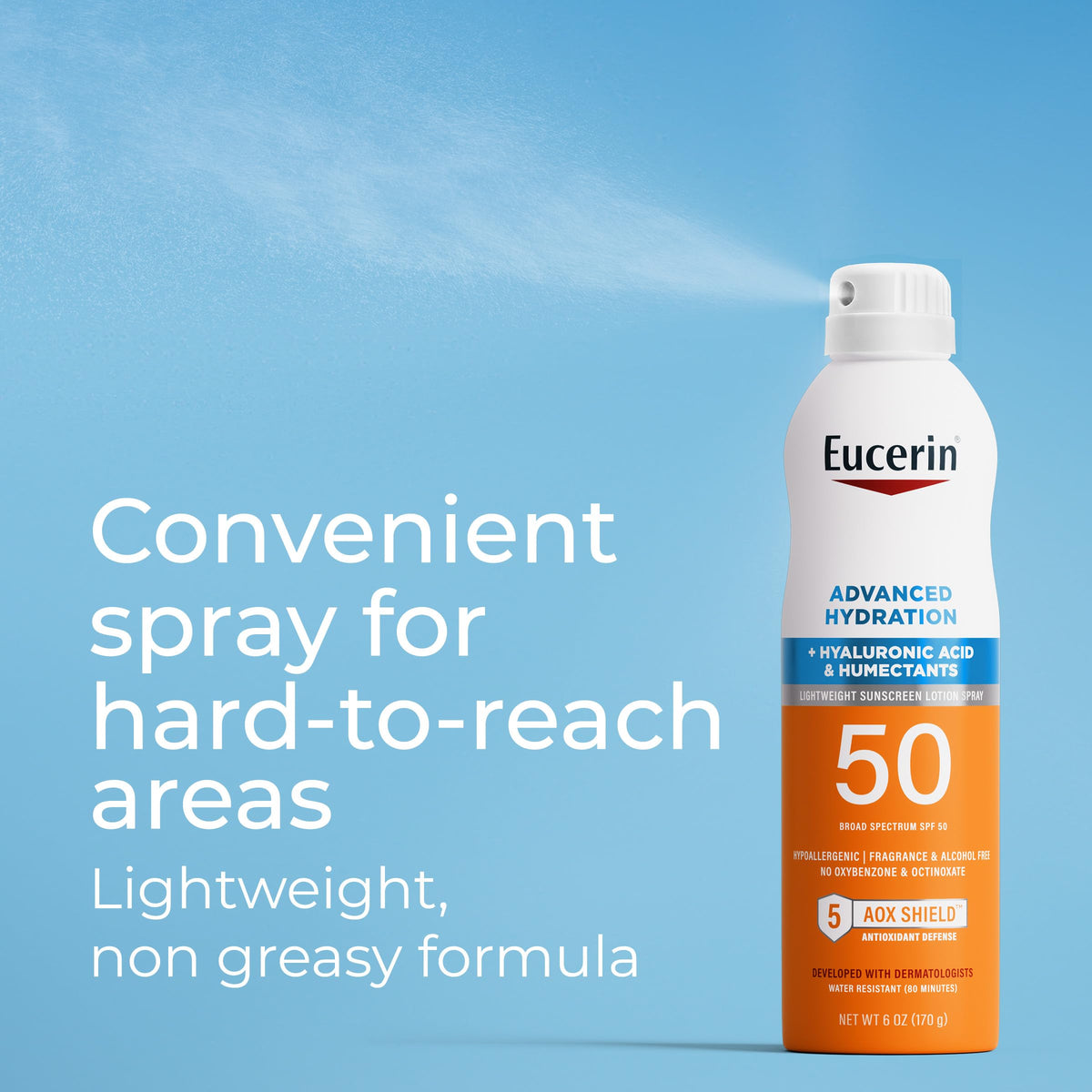 Eucerin sunscreen spray 6 fluid ounces bottle size