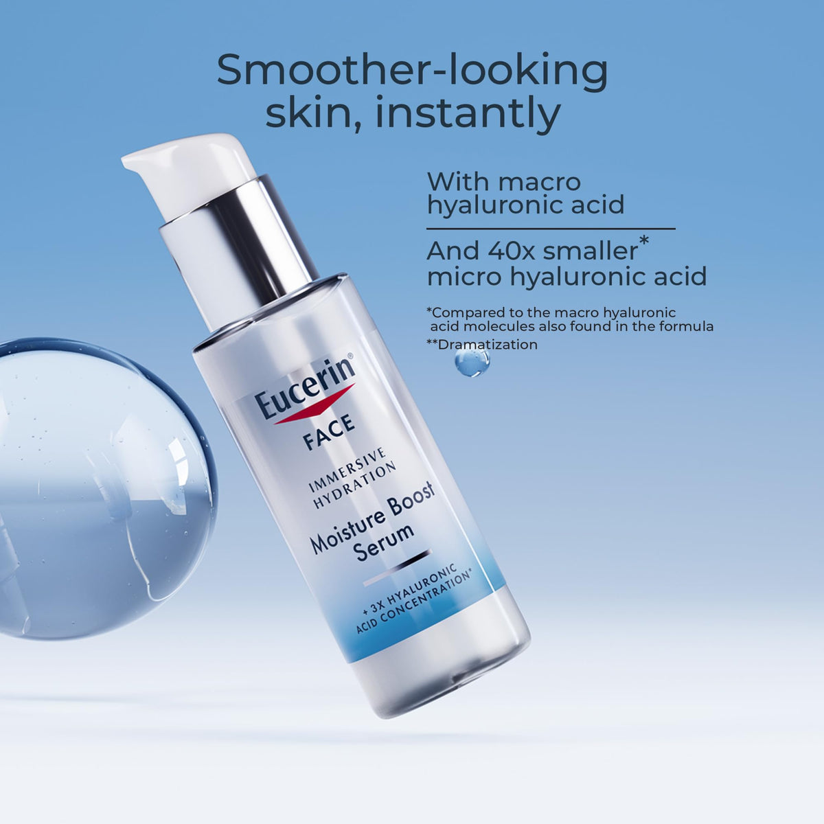 Close up of Eucerin Immersive Hydration serum dropper