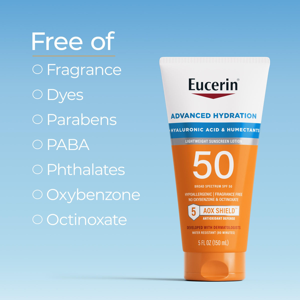 Application of Eucerin Sun Advanced Hydration lotion on arm