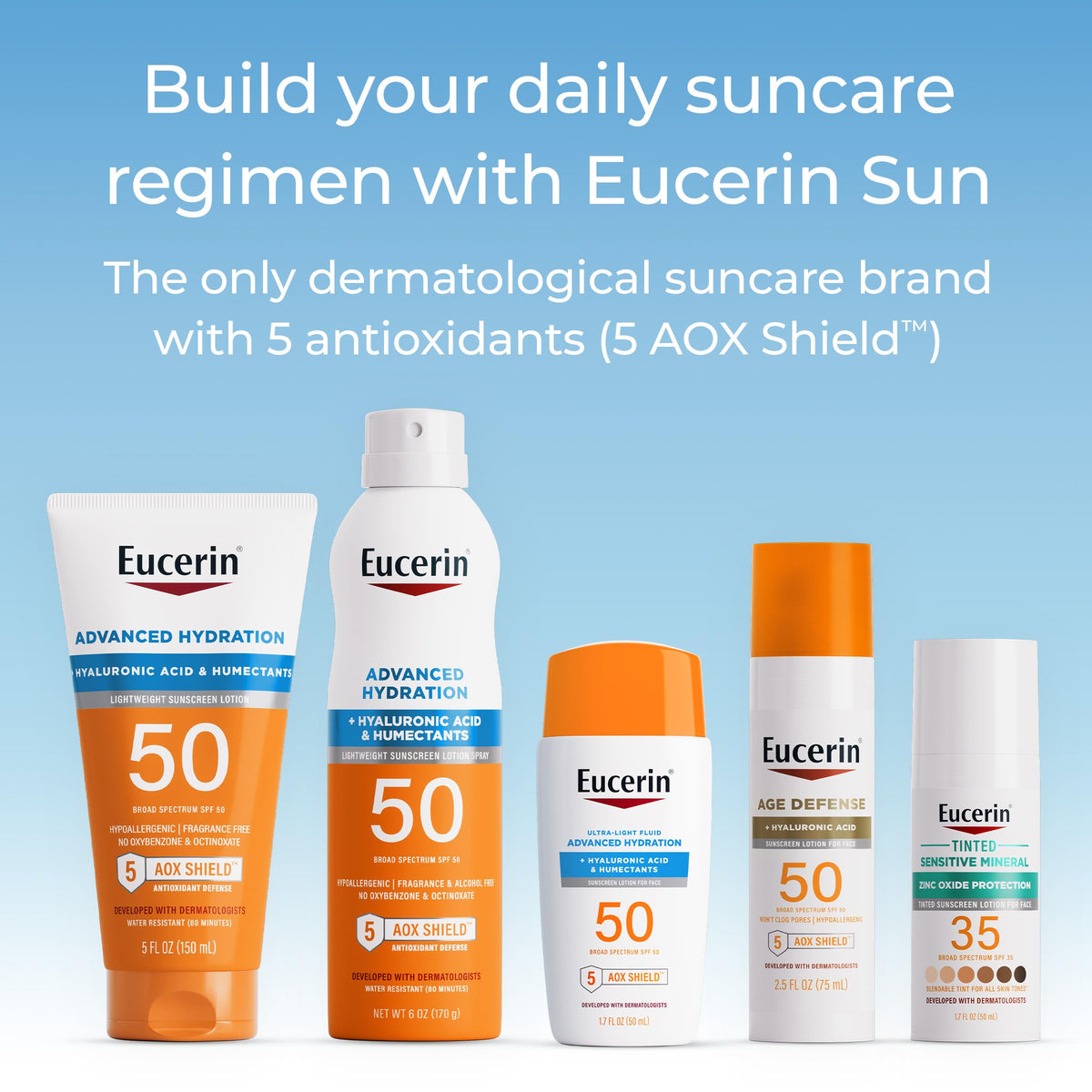 Eucerin Sun Advanced Hydration 5 fluid ounce tube in hand