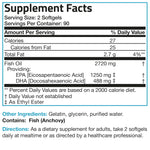 Pure anchovy sourced omega three fish oil softgels dietary facts panel