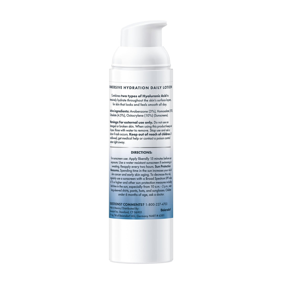 Eucerin Immersive Hydration daily moisturizer bottle size 2.5 Fluid Ounce