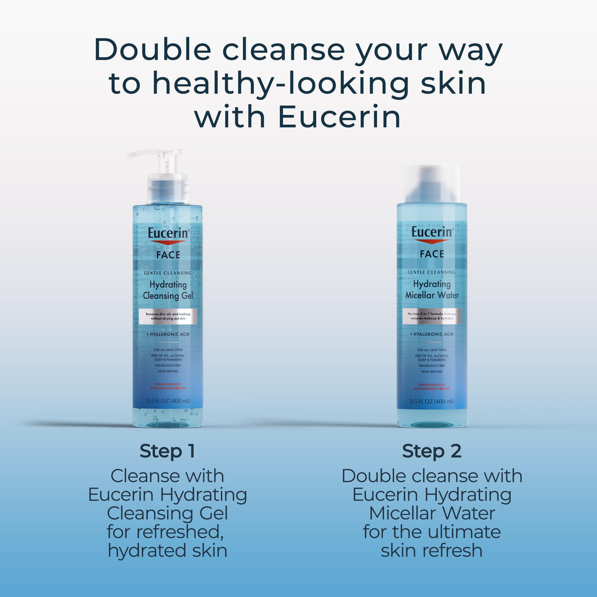 Hyaluronic acid infused Eucerin face wash pump bottle