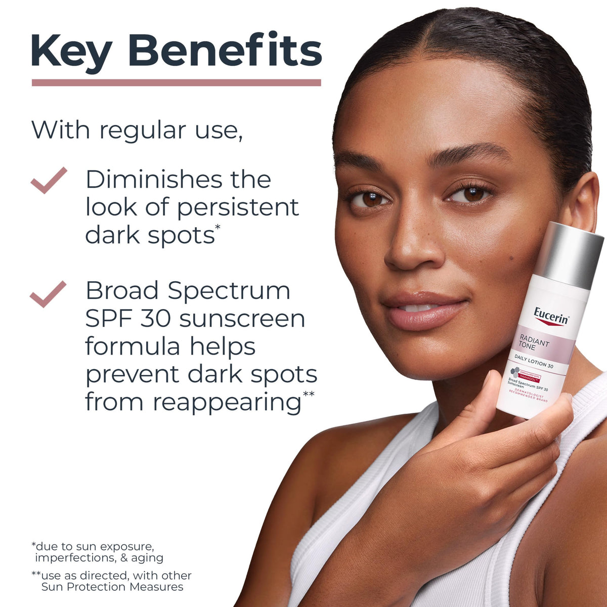 Eucerin Radiant Tone packaging displaying Thiamidol ingredient benefits for uneven skin tone