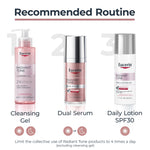 Eucerin Radiant Tone side profile view detailing product warnings and application instructions