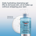 Back label of Eucerin face wash showing ingredients and instructions