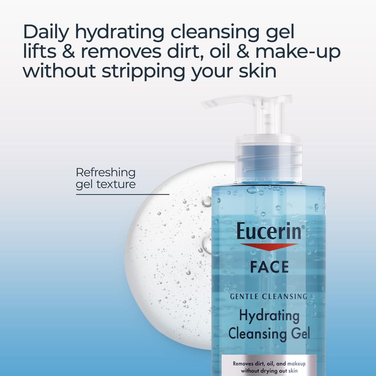 Back label of Eucerin face wash showing ingredients and instructions