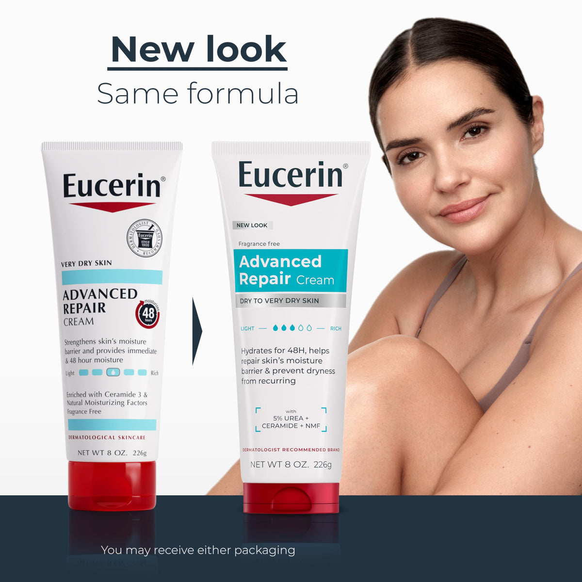 Eucerin Advanced Repair body cream branding and label details