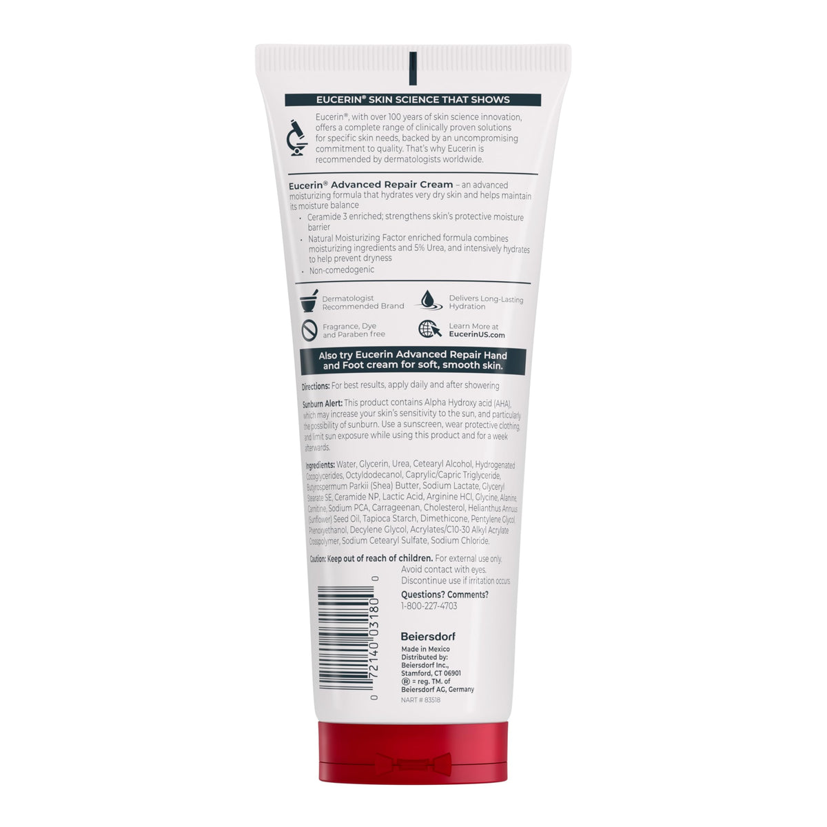 Texture of Eucerin Advanced Repair moisturizer for dry skin